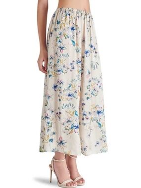 Steve Madden Noemi Watercolor Floral Style Print Maxi Skirt Cream NWT